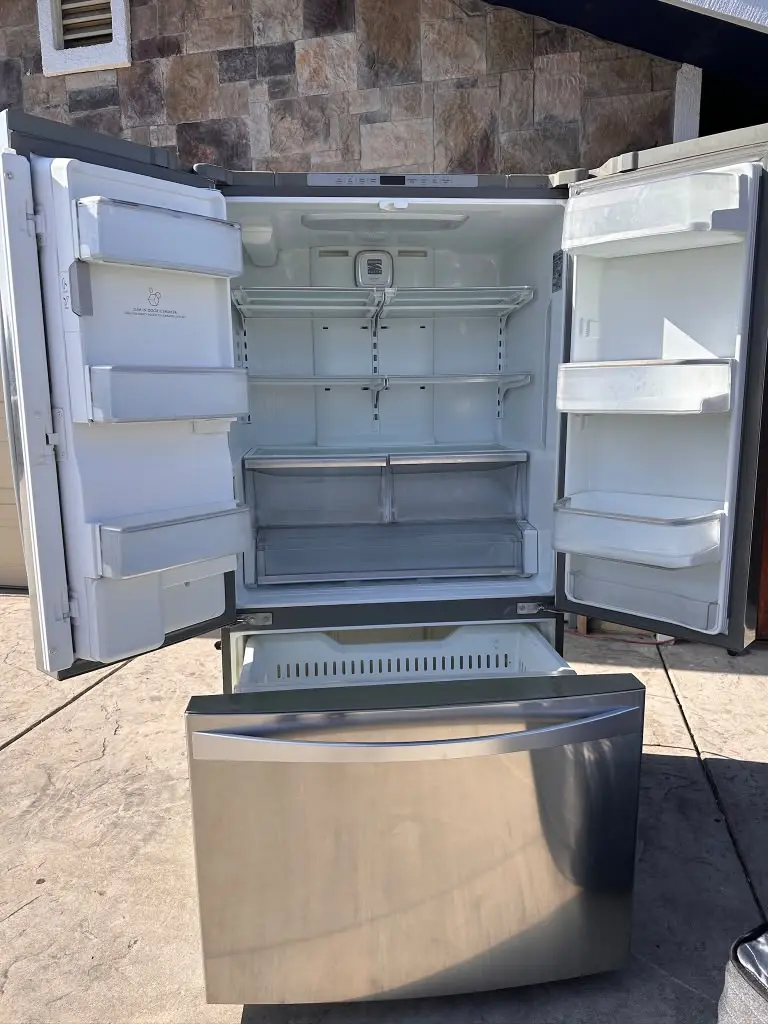 French-door refrigerator with both doors open